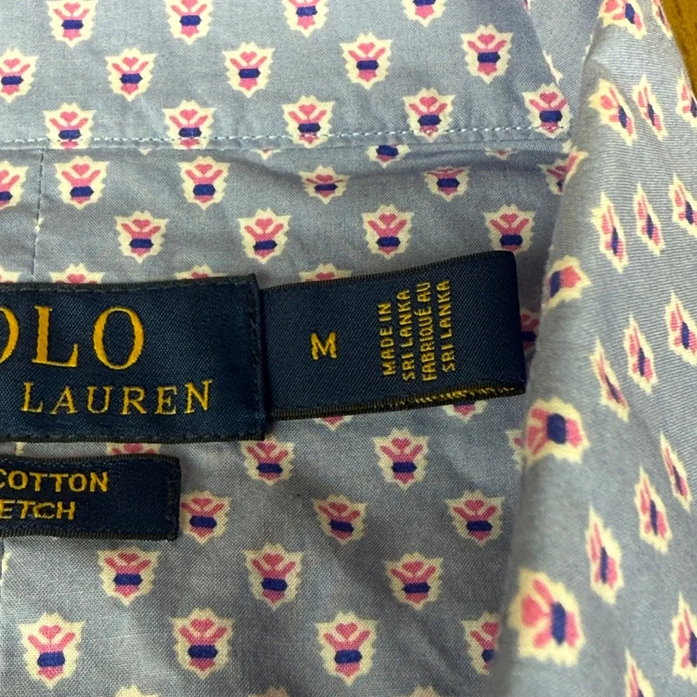 Polo Ralph Lauren Men's Button Down Shirt Patterned Cotton Stretch Purple Medium